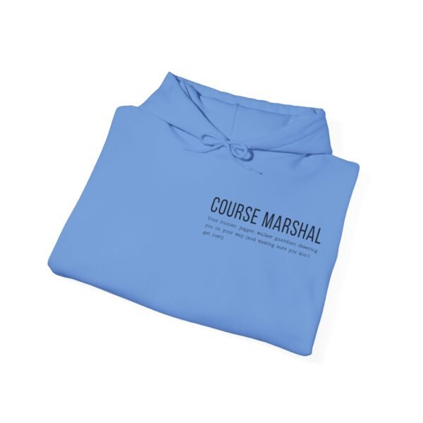 Course marshal parkrun volunteer carolina blue hoodie folded