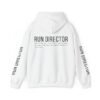 Run Director parkrun volunteer white hoodie back hood down