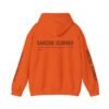 Barcode Scanner parkrun volunteer orange hoodie back hood down