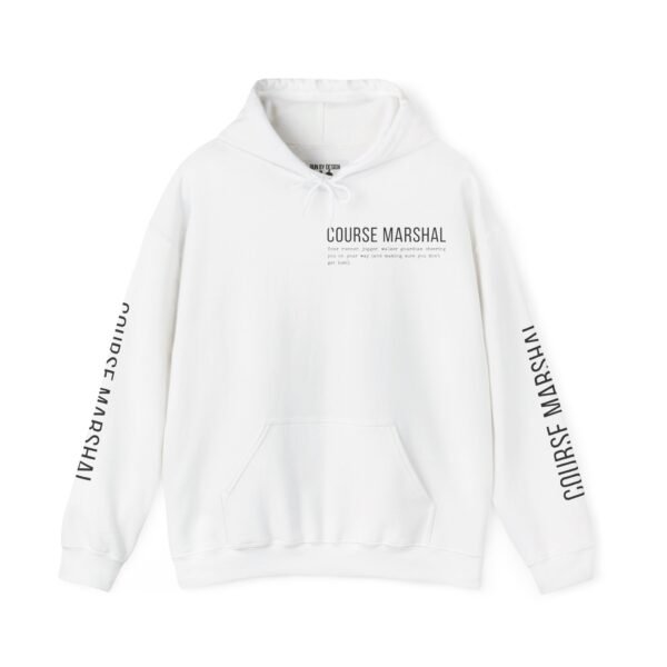 Course marshal parkrun volunteer white hoodie front