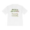 Powered by Community, fun slogan wicking t-shirt