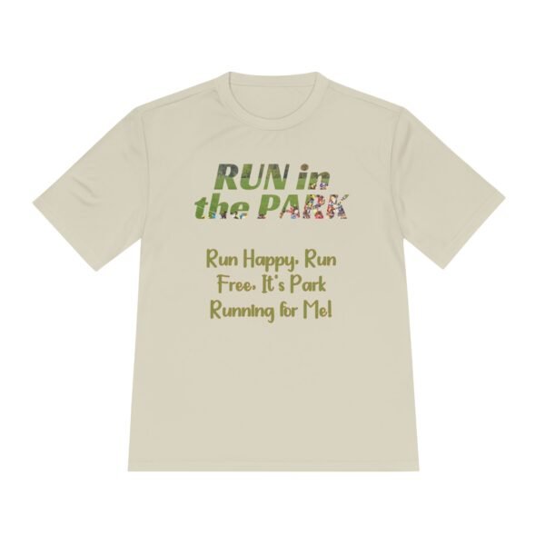 Run Happy, Run Free, fun slogan wicking t-shirt