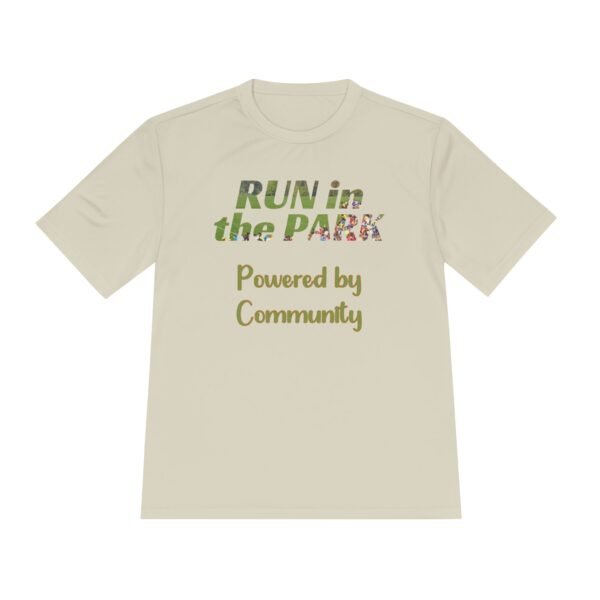 Powered by Community, fun slogan wicking t-shirt
