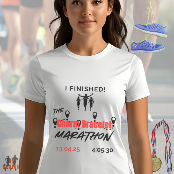 Chain Bracelet Marathon_finisher_female_white shirt_front Chain Bracelet Marathon_finisher_female_white shirt_front