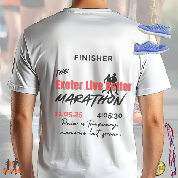 Exeter Marathon_finisher_male_white shirt_back