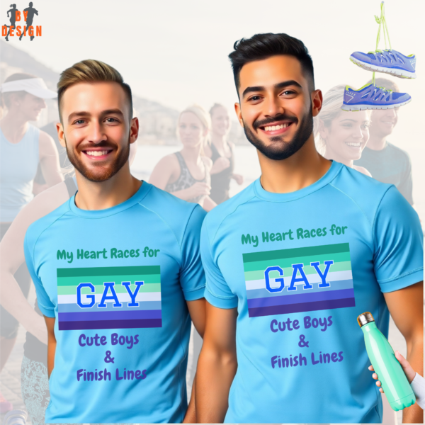 My Heart Races for Cute Boys & Finish Lines_LGBT_carolina blue