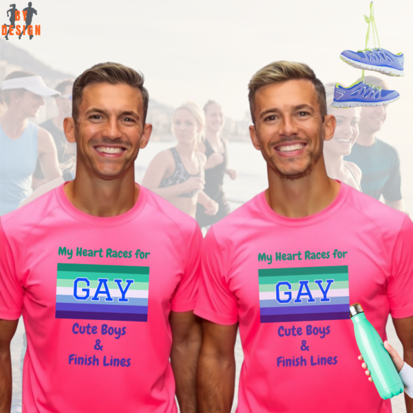 My Heart Races for Cute Boys & Finish Lines_LGBT_neon pink