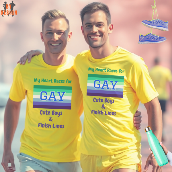 My Heart Races for Cute Boys & Finish Lines_LGBT_neon yellow