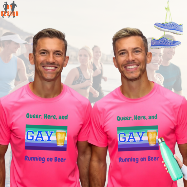 Queer, Here, and Running on Beer_LGBT_neon pink