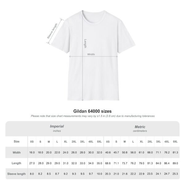 Gildan 64000 t shirt size chart